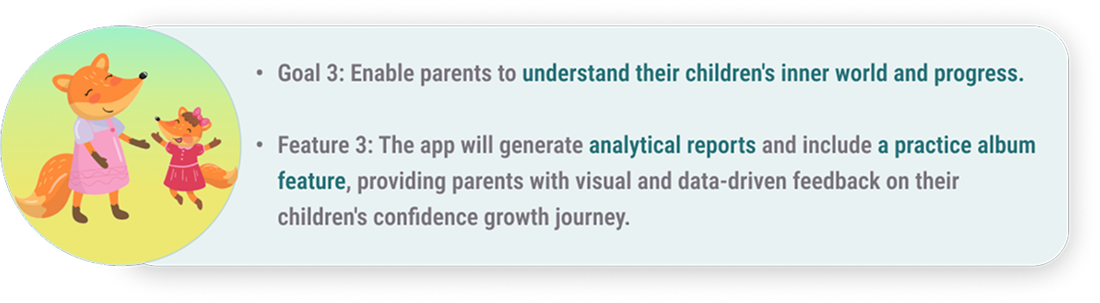 Design goal for sharing positive progress with parents.